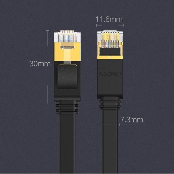 Ugreen Internet Netzwerkkabel Ethernet Patchkabel RJ45 Cat 7 STP LAN 10 Gbps 10m Schwarz (NW106 11265)