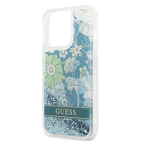 Guess GUHCP13XLFLSN iPhone 13 Pro Max 6,7&quot; grün/grüne Hardcase Flower Liquid Glitter