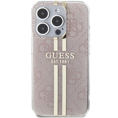 Guess IML 4G Gold Stripe case for iPhone 15 Pro - pink