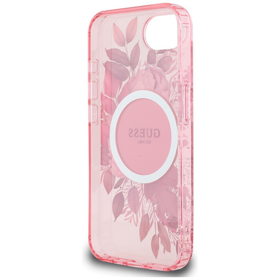 Etui Guess IML Flowers MagSafe na iPhone 16e - różowe