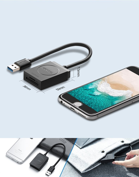 Ugreen SD-/Micro-SD-Kartenleser auf USB 3.0 schwarz (20250)