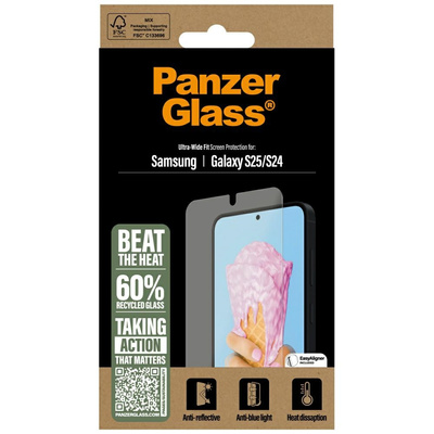 PanzerGlass All-in-One Ultra-Wide Fit Tempered Glass for Samsung Galaxy S25