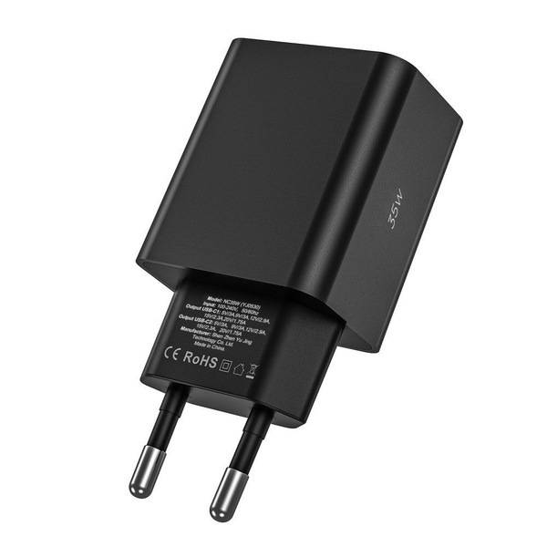 Tech-Protect C35W 2x USB-C PD 35W Netzwerkladegerät mit USB-C/USB-C-Kabel – Weiß