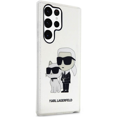 Karl Lagerfeld Glitter Karl&amp;Choupette Case for Samsung Galaxy S23 Ultra - Transparent