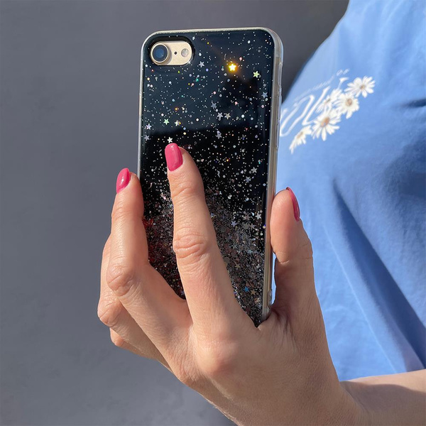 Star Glitter etui pokrowiec do iPhone 13 Pro Max błyszcząca brokatowa obudowa czarny