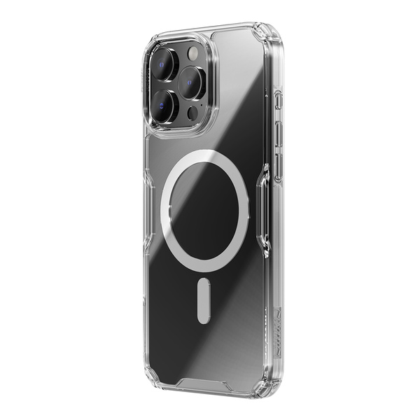 Nillkin Nature Pro Magnetische Hülle mit MagSafe für iPhone 16 Pro – Transparent und Weiß