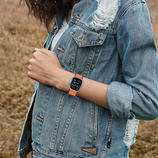 Tech-Protect Nylonarmband für Apple Watch 44 / 45 / 46 / 49 mm – Orange
