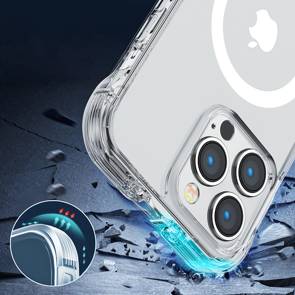 [RETURNED ITEM] Joyroom Magnetic Defender Magnetic Case for iPhone 14 Armored Case with Hooks Stand Clear (MagSafe Compatible)