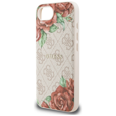Guess 4G Flowers Print MagSafe iPhone 16e Hülle - Rosa