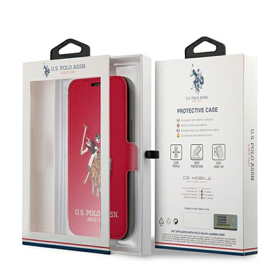 Etui U.S. Polo Assn. Embroidery Collection na iPhone 12 / iPhone 12 Pro - czerwone