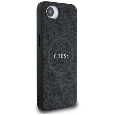Guess PU Leather 4G Colored Ring Case with MagSafe for iPhone 16e - Black