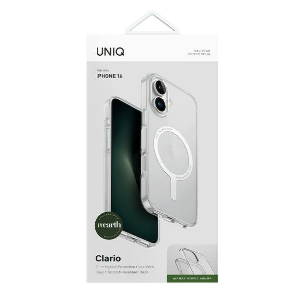 Etui UNIQ Clario Magclick Charging z MagSafe na iPhone 16 - przezroczyste