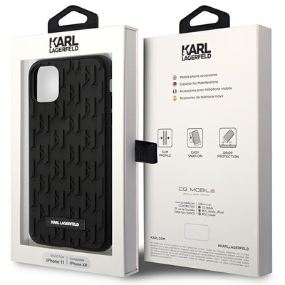 Karl Lagerfeld KLHCN61RUPKLPK iPhone 11 / Xr 6,1" Hardcase Schwarz/Schwarzes 3D-Monogramm