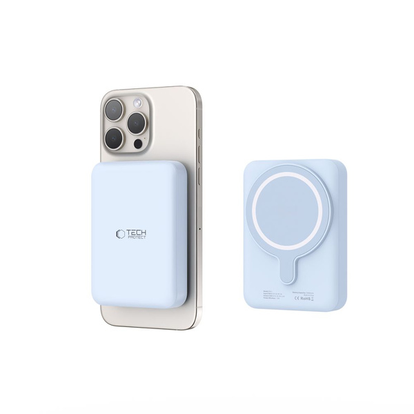 Tech-Protect LifeMag PB11 Powerbank mit MagSafe 10000 mAh 15 W USB-C-Anschluss – blau + USB-C-Kabel