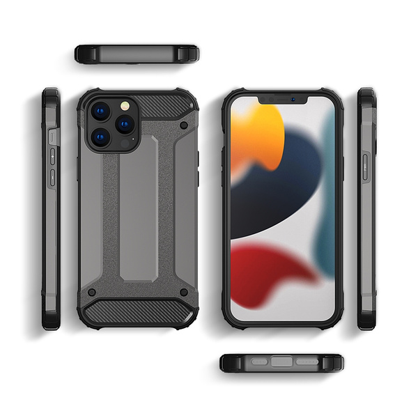 Hybrid Armor robuste TPU/PC Panzer Handyhülle Hard Case für iPhone 13 Pro Max silber