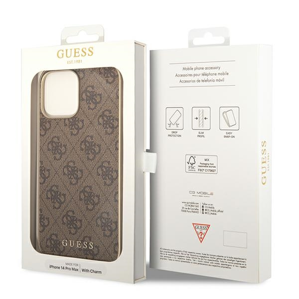 Guess GUHCP14LGF4GBR iPhone 14 Pro 6.1 &quot;braun / braun Hardcase 4G Charms Collection