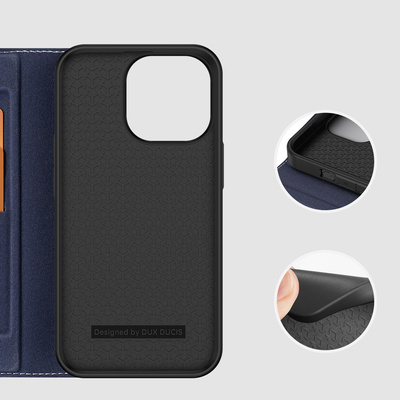 Dux Ducis Skin X2 Hülle für iPhone 14 Pro magnetische Klapphülle blau