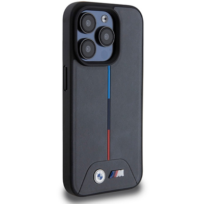 BMW M Quilted Tricolor MagSafe case for iPhone 15 Pro - gray