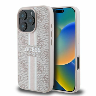Guess 4G Printed Stripes MagSafe iPhone 16 Pro Case - Pink