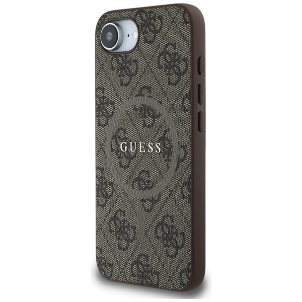 Etui Guess 4G Ring Classic Logo MagSafe  na iPhone 16e - brązowe