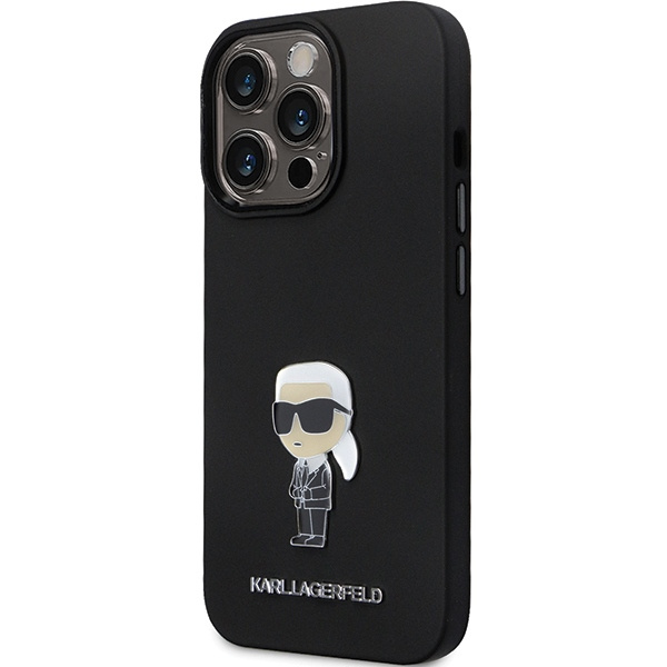 Karl Lagerfeld KLHCP14LSMHKNPK case for iPhone 14 Pro - black Silicone Ikonik Metal Pin