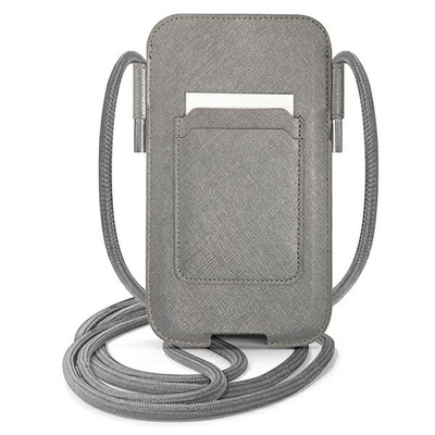 Guess Handtasche GUPHLPSASBGR 6,7&quot; grau/grau Saffiano Strap