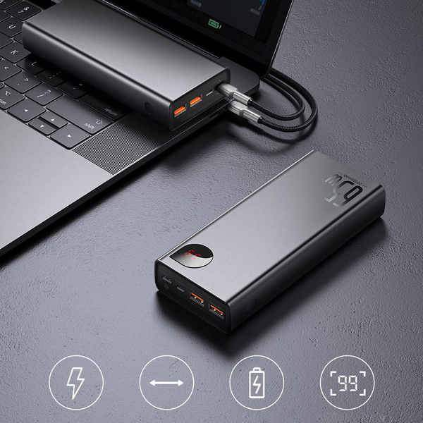 Baseus Adaman power bank 2x USB / 1x USB Type C / 1x micro USB 20000mAh 65W Quick Charge 4.0 Power Delivery blue (PPIMDA-D03)