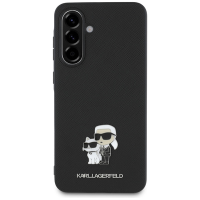 Karl Lagerfeld Saffiano-Hülle mit K&amp;C-Metalllogo für Samsung Galaxy A36, Schwarz