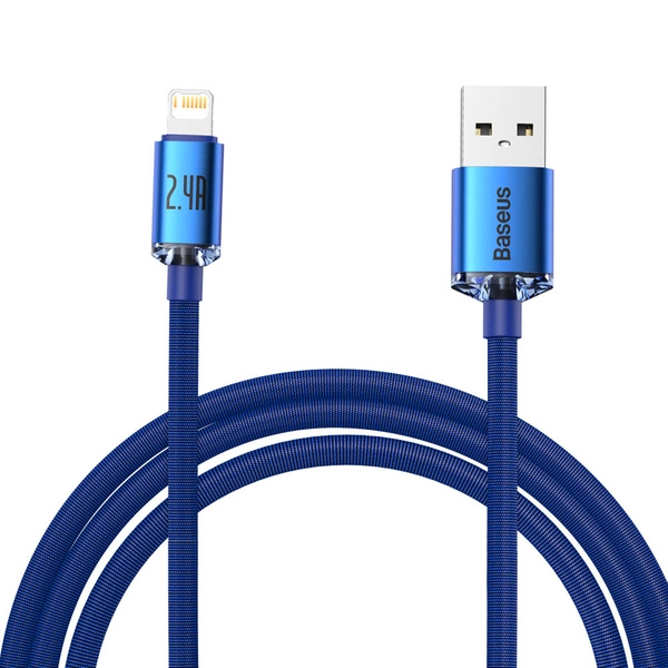 Baseus Crystal Shine Series cable USB cable for fast charging and data transfer USB Type A - Lightning 2.4A 2m blue (CAJY000103)