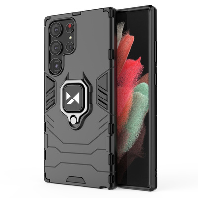 Wozinsky Ring Armor etui Samsung Galaxy S23 Ultra pancerny pokrowiec uchwyt magnetyczny ring czarne