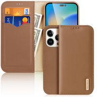 Dux Ducis Hivo Leather Flip Cover Genuine Leather Wallet for Cards and Documents iPhone 14 Pro Brown