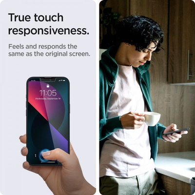 Spigen Glas.tR EZ Fit Privacy Tempered Glass for iPhone 13 / 13 Pro / 14 / 16e - 2 pcs.