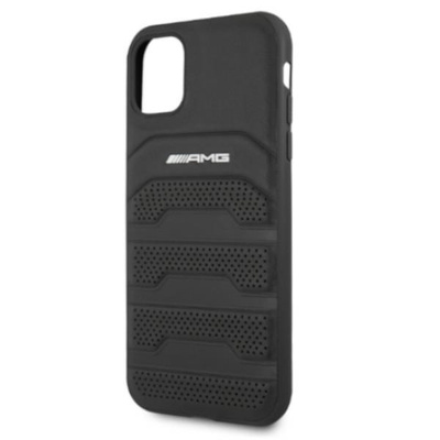 AMG AMHCN61GSEBK iPhone 11 6.1 &quot;black / black hardcase Leather Debossed Lines