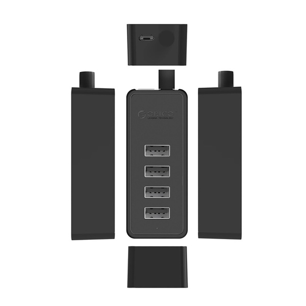 Hub Orico W5P-U2-100 4x USB-A 2.0 + microUSB 5V 1m - schwarz