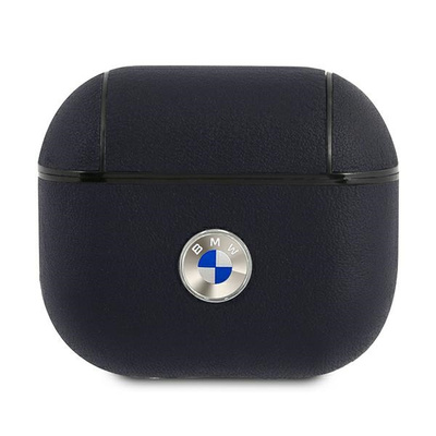 Etui BMW Genuine Leather Silver Logo na AirPods 3 - granatowe