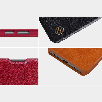 Nillkin Qin Case Case for Xiaomi Redmi Note 11T 5G / Note 11S 5G / Note 11 5G (China) / Poco M4 Pro 5G Camera Cover Holster Cover Flip Case Brown