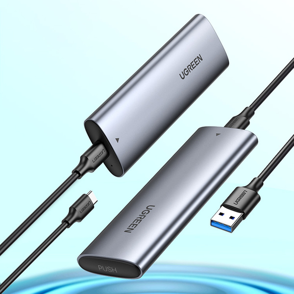 [B WARE] Ugreen Festplattenschacht M.2 B-Key SATA 3.0 5 Gbps Grau + USB Typ C Kabel (CM400)