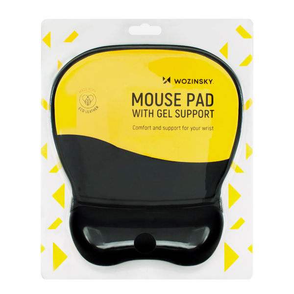Ergonomisches Mauspad und Handballenauflage, Gel, Öko-Leder, groß, rutschfest, Schwarz