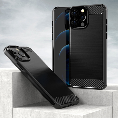 Carbon Case Flexibel Handyhülle TPU Schutzhülle für iPhone 13 Pro schwarz