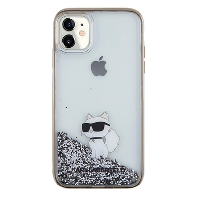 Karl Lagerfeld Liquid Glitter Choupette Hülle für iPhone 11 / Xr – transparent