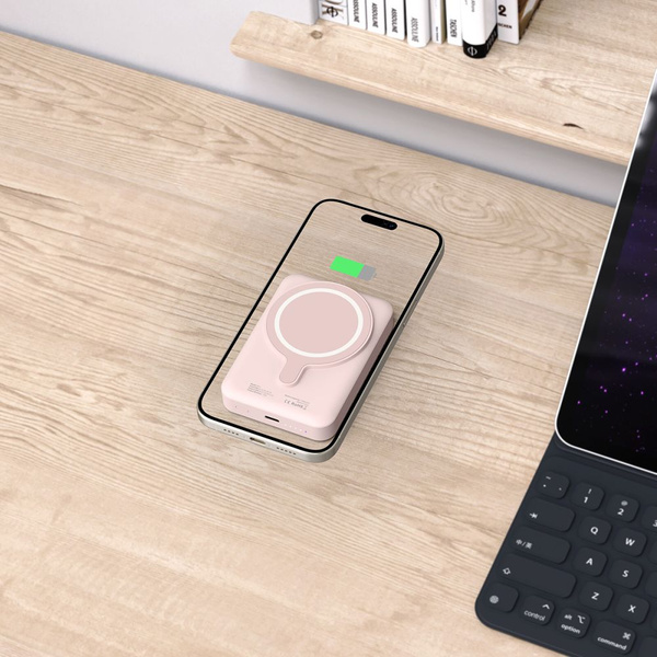 Tech-Protect LifeMag PB11 Powerbank mit MagSafe 10000 mAh 15 W USB-C-Anschluss – Rosa + USB-C-Kabel