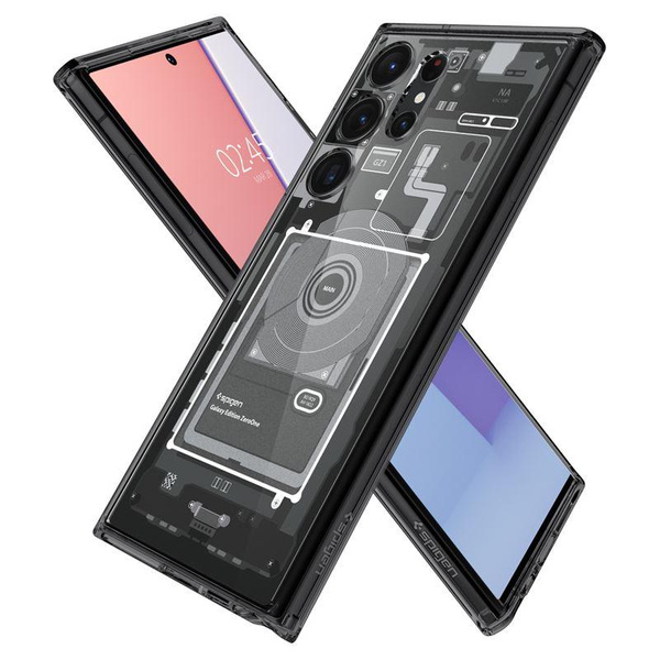 Etui Spigen Ultra Hybrid na Samsung Galaxy S23 Ultra - ciemnoszare (wzór Zero One)