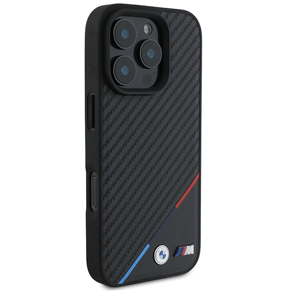 BMW M Carbon Tricolor Line MagSafe Case for iPhone 16 Pro Max - Black