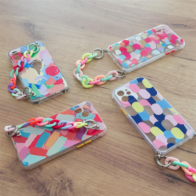 Color Chain Case Gel elastisches Etui mit Kette und Anhänger für iPhone XS / iPhone X mehrfarbig