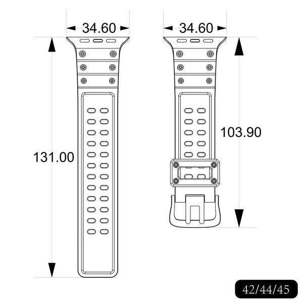 Pasek Strap Triple Protection do Apple Watch 42 / 44 / 45 / 49 mm opaska bransoleta - czarny