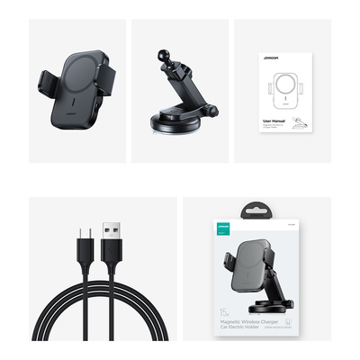 Joyroom Auto-Magnethalterung Qi-Induktionskabelloses Ladegerät 15 W (MagSafe-kompatibel für iPhone) für Armaturenbrett (JR-ZS295)