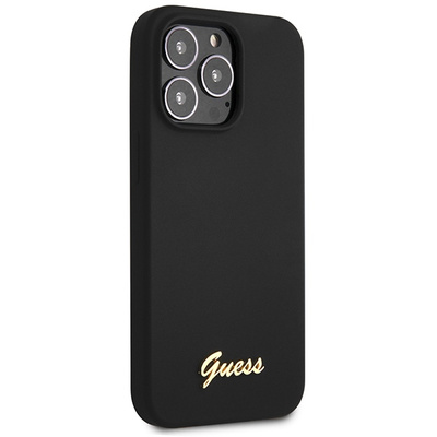 Guess GUHCP13XLSLMGBK iPhone 13 Pro Max 6,7" schwarz/schwarzes Hardcase Silikon Script Gold Logo