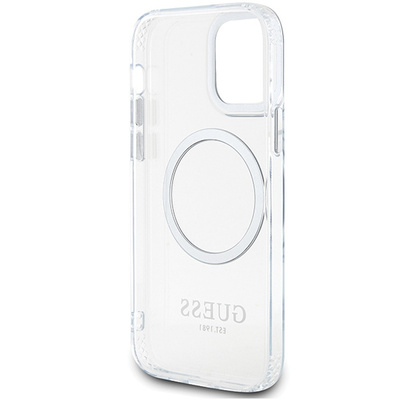Guess Metal Outline Magsafe Hülle für iPhone 12 / iPhone 12 Pro – Silber