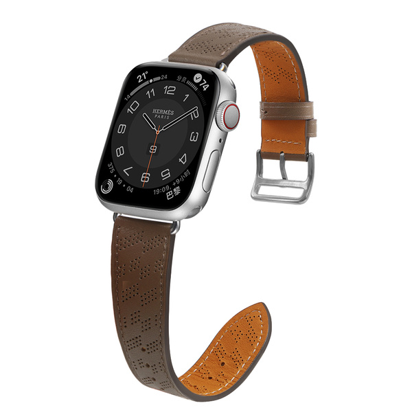 Pasek skórzany Strap Leather do Apple Watch 38 / 40 / 41 mm opaska bransoleta - ciemnobrązowy