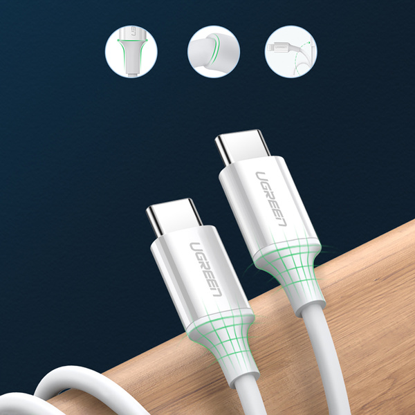 Ugreen US264 60520 USB-C / USB-C PD QC AFC Kabel 2 m – weiß